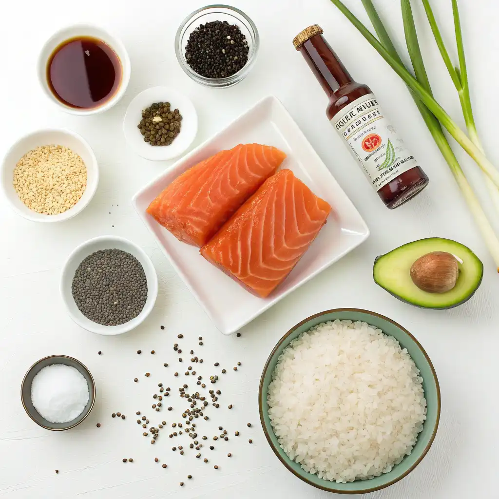 Essential Base Ingredients for sushi salmon bake