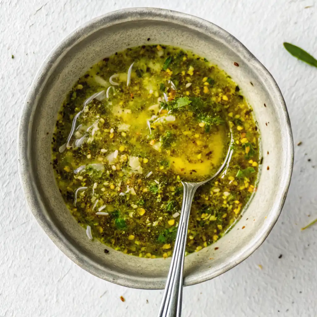 Mix olive oil, garlic, rosemary, thyme, lemon juice, salt, and pepper in a bowl