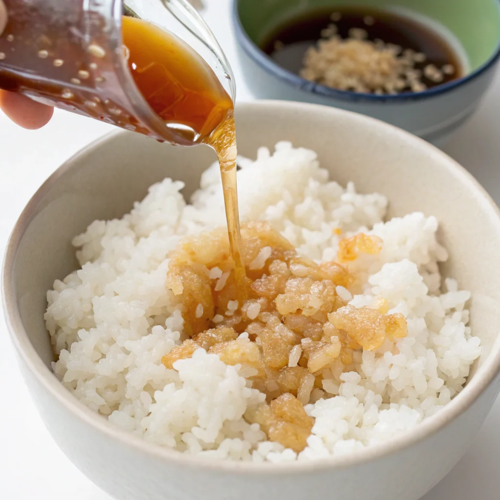 Mélangez le vinaigre de riz, le sucre et le sel dans un bol en verre avec le riz à sushi cuit