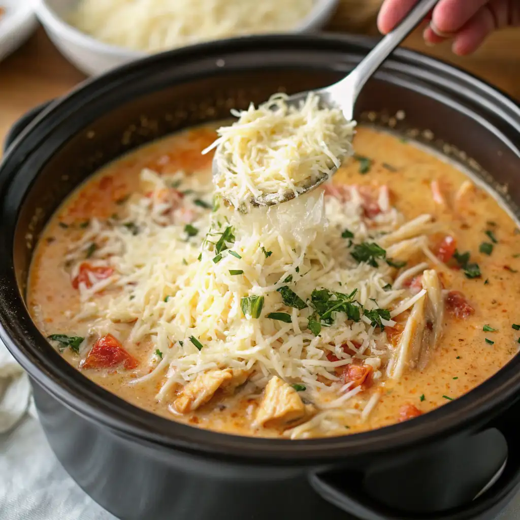 Crock Pot Creamy Chicken Parmesan Soup