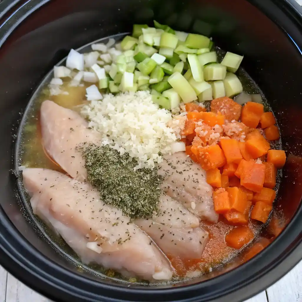 Crock Pot Creamy Chicken Parmesan Soup