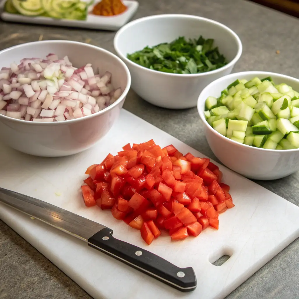 Chopped greens for a recipe Chicken Bacon Ranch Pasta Salad