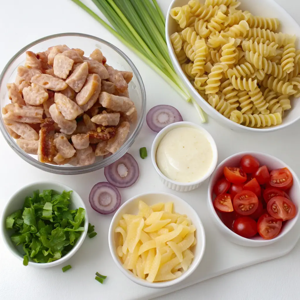 Chicken Bacon Ranch Pasta Salad Recipe ingredients