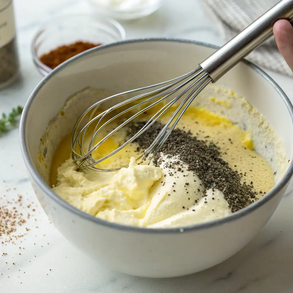 Mix the mayonnaise, mustard, salt, and pepper in a bowl.
